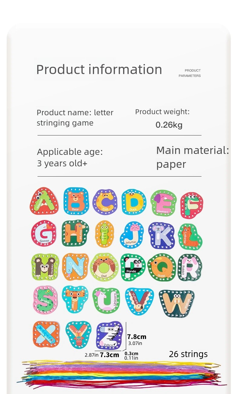 Double Sided Sewing Cards Imagination Development Lacing Toys Games for Children