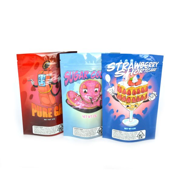 Weed Flower Mylar Zipper Bags CBD Gummy Skittles Edible Smell Proof Foil Dispensary