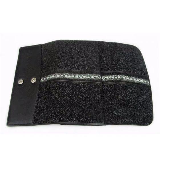 Unisex Style Authentic Stingray Skin Women Long Wallet Lady Card Holders Genuine Leather Female Large Clutch Purse