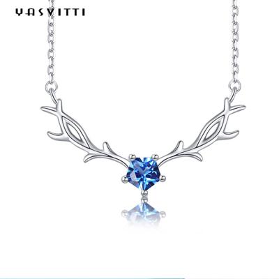 Trendy Hypoallergenic 45cm 2.8g Deer Antler Pendant Necklace Real Silver Necklace SGS