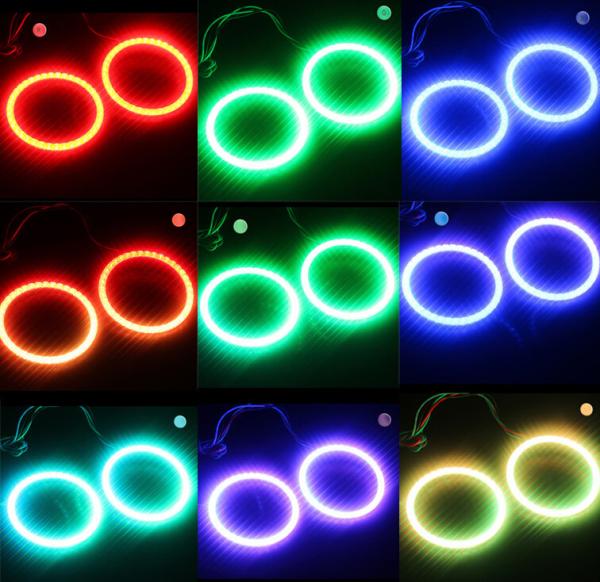 White Yellow Color RGB Angel Eye Ring HID LED Motorcycle Light
