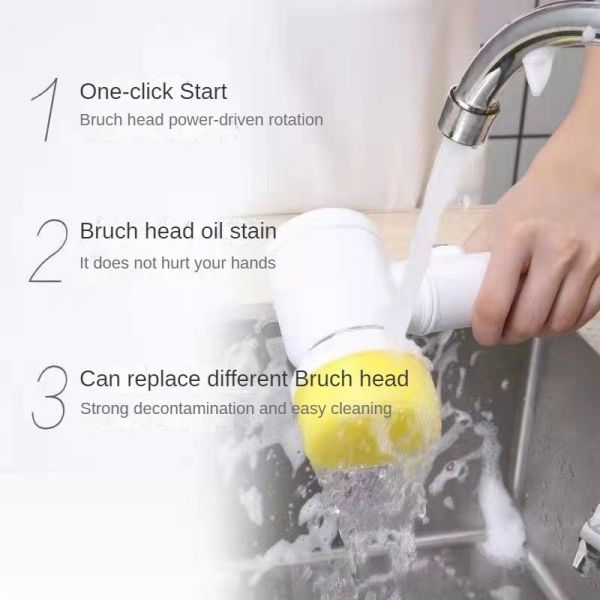 USB Rechargeable Kitchen Dishwashing Brush for Household Cleaning of Sink and Bathtub