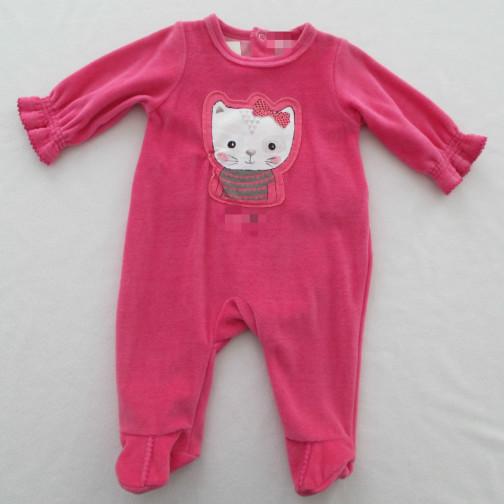 Fancy Sleeve Cuff Picot On Feet Long Sleeve Baby Velour Romper With Feet