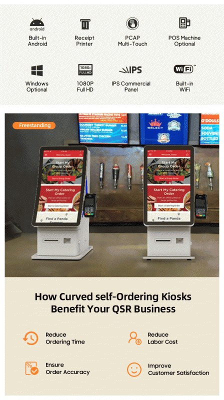 Self Checkin Kiosk with 10-Point Capacitive Touch, 1920X1080 Resolution LCD Display and Cloud-Based CMS for Interactive Self Service