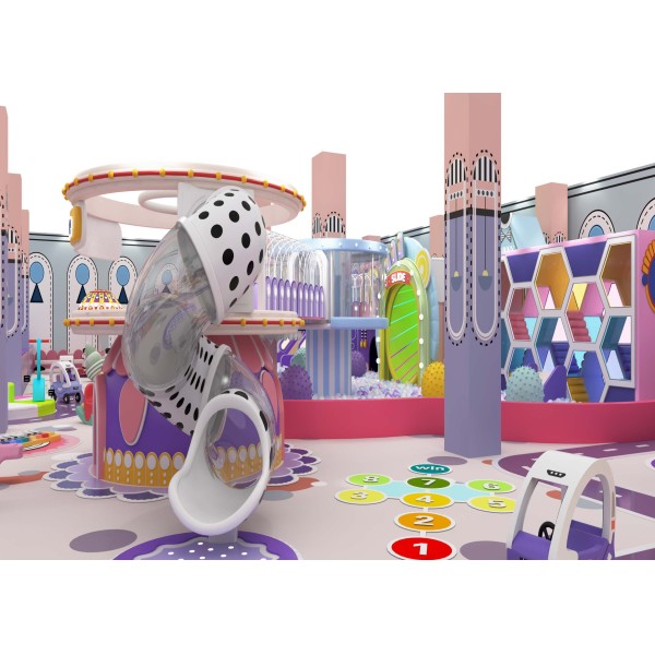 Multi Slide Family Entertainment Center Dream Castle Theme with Interactive Zones Complex
