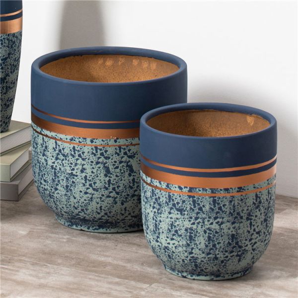 Novelty home indoor matte blue garden planter outdoor decoration big ceramic planter flower pots