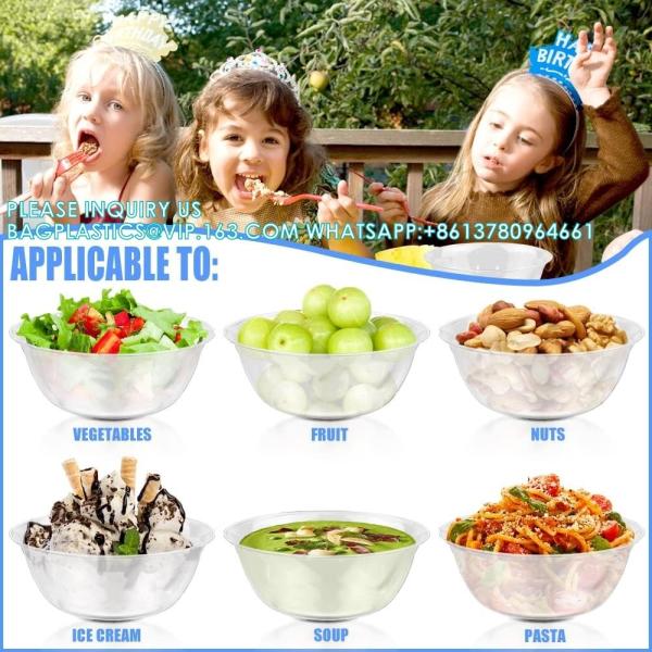 12oz 9oz 6oz Hard Plastic Bowls, Clear Salad Bowl Disposable Soup Ice Cream Candy Serving Bowls Wedding Birthday