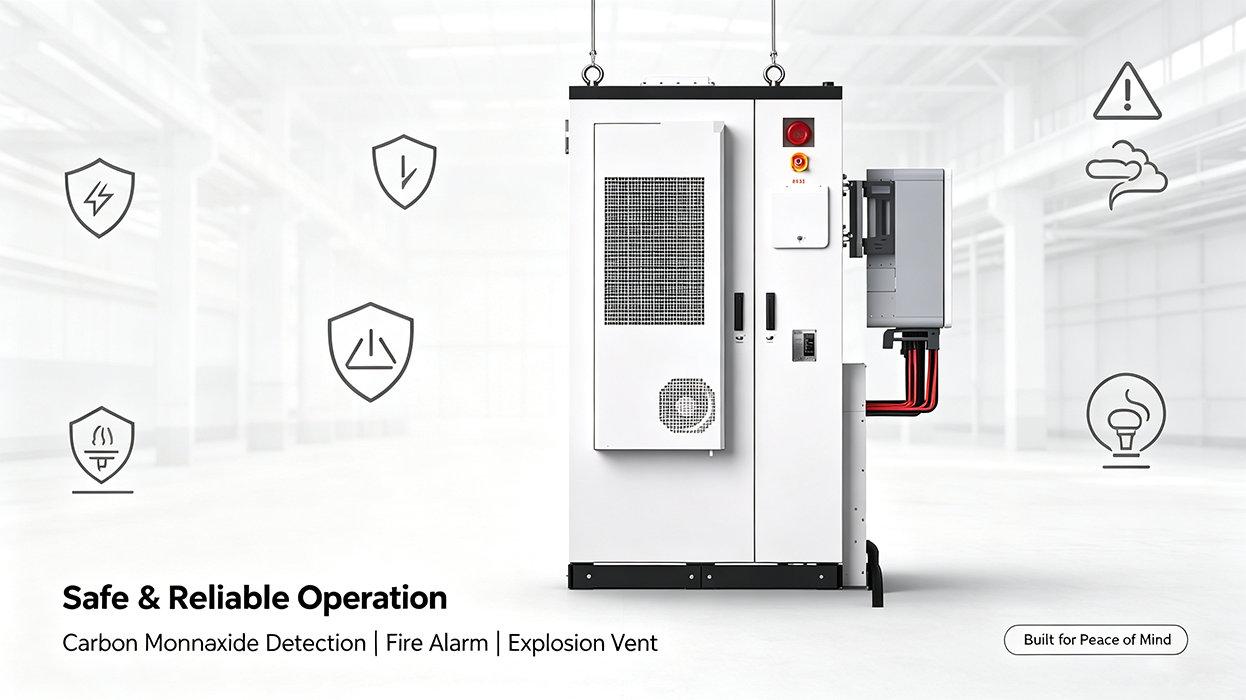 Low Maintenance Outdoor Industrial Energy Storage Air Cooled Cabinet 10ms Backup Switch For Commercial Use