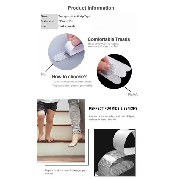 Factory Price Heavy Duty Transparent Grip Tape Clear Anti-Slip Pool Tape Strong Double Sided 5cm Width Pressure Sensitive