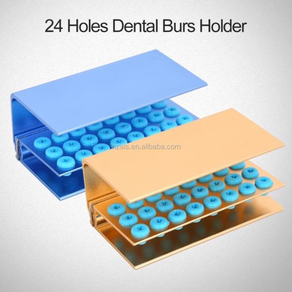 Custom Orthodontic Accessory 24 Holes Dental Burs Holder With Silicone Block