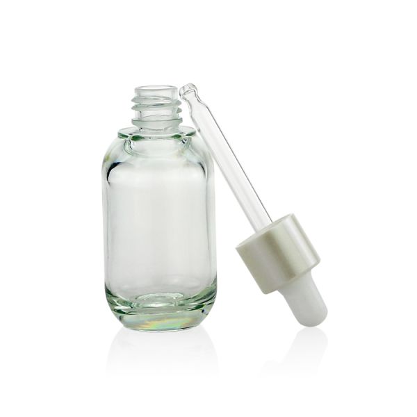 Clear 16ml Round Fancy Dropper Bottles PETG Plastic Cap For Cosmetics