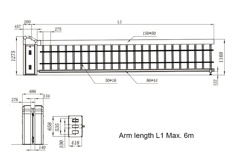 Ворота барьера заграждения MTBF 250W 1050mm AC 220V 5M автоматические
