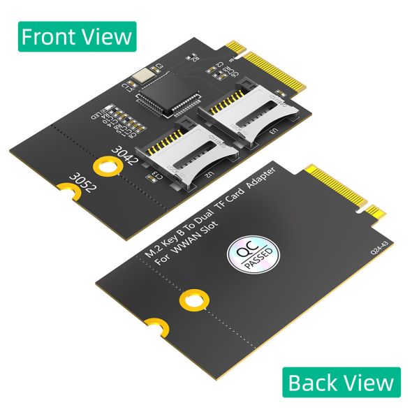 Dual Micro SD Card, TF Card to NGFF M.2 Key B Adapter(Supports USB Bus, not SATA Bus)