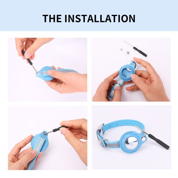 Adjustable GPS AirTag Dog Collar Small Animals Dog Collar With Airtag Holder