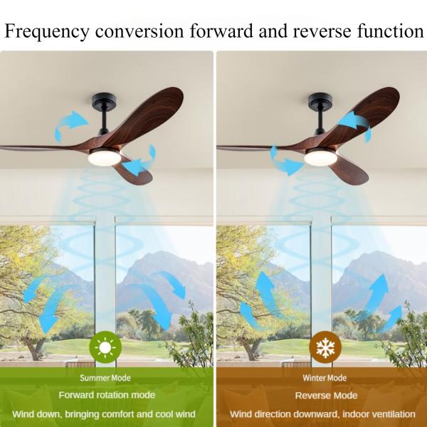 Fábrica mayorista Fan de techo modelo 666 52 pulgadas para sala de estar de madera maciza cuchilla BLDC motor de nuez Fan de techo con luz