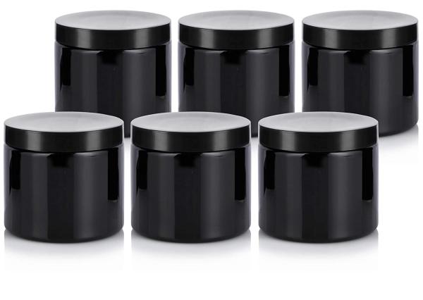 500ml Black Plastic Screw Cap Jars For Food Cosmetic Cream