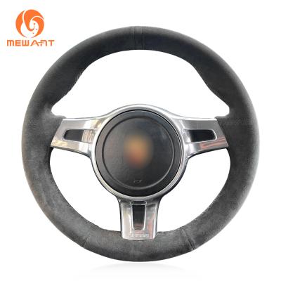 Blue Suede Custom Hand Stitching Steering Wheel Cover for PORSCHE 977 911 991 RS