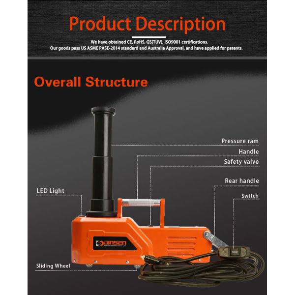 DC 24V 15 Ton Hydraulic Jack , Hydraulic Toe Jack With Safety Valve