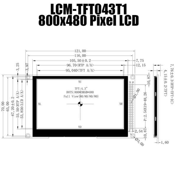 4.3 Inch 800x480 TFT LCD Module For Industrial