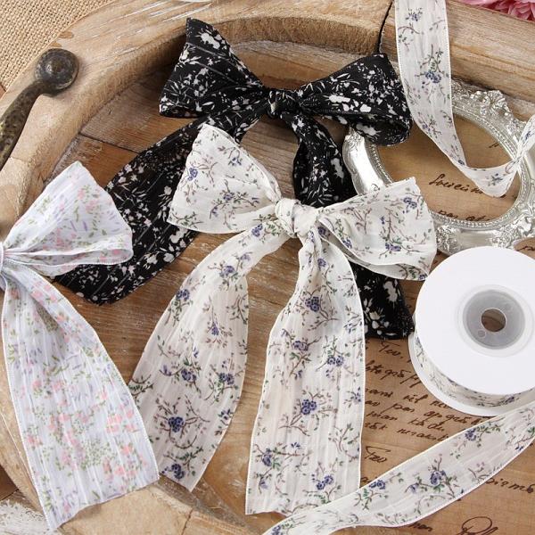 Hair Accessories Usage Polyester Printed Floral Edging Headband for DIY Bow Ribbon Straw Hat Gift Box Packaging Straps