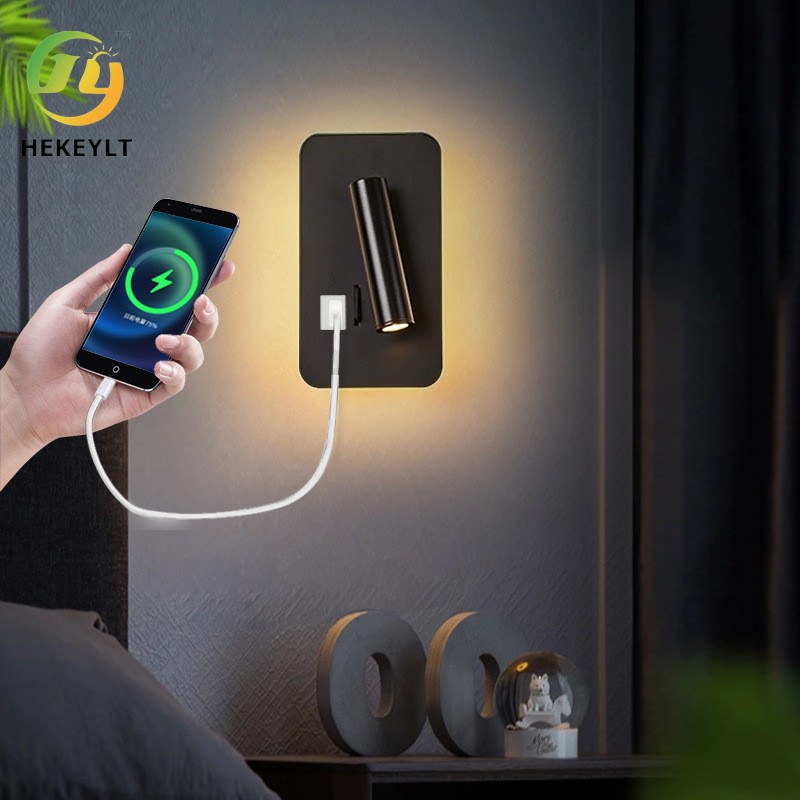 Современный простой USB поворачивая чтение изголовья гостиницы спальни лампы стены СИД
