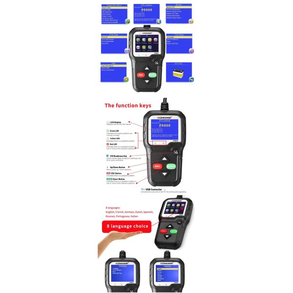 OBD2 KW680 Vehicle Diagnostic Tool For All Cars