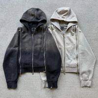 Triple fermeture à glissière sur mesure Poids lourd Français Terry décoloré Acide Wash Hoodie