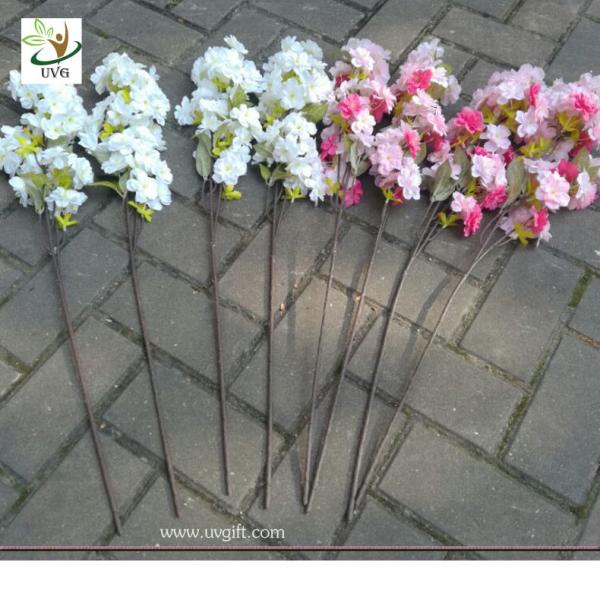 UVG pink artificial cherry blossom branch in silk flowers for wedding decoration CHR091