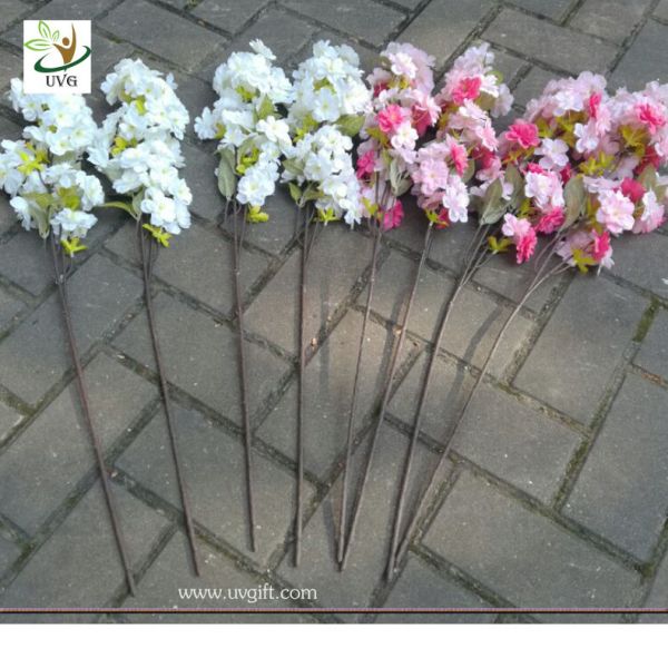 UVG pink artificial cherry blossom branch in silk flowers for wedding decoration CHR091