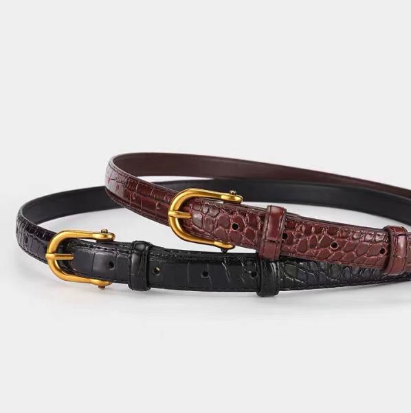 90cm Women's Fashion Leather Belts Crocodile Decorative Pattern