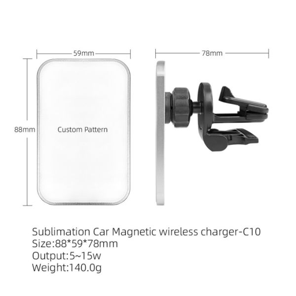 Custom Portable Sublimation Magsafe Wireless Car Charger For IPhone