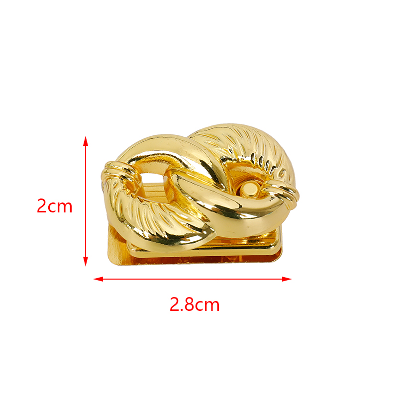 Bright Gold Wrapped Metal Pouch Lock Accessories Decorative Fitting For Handbag