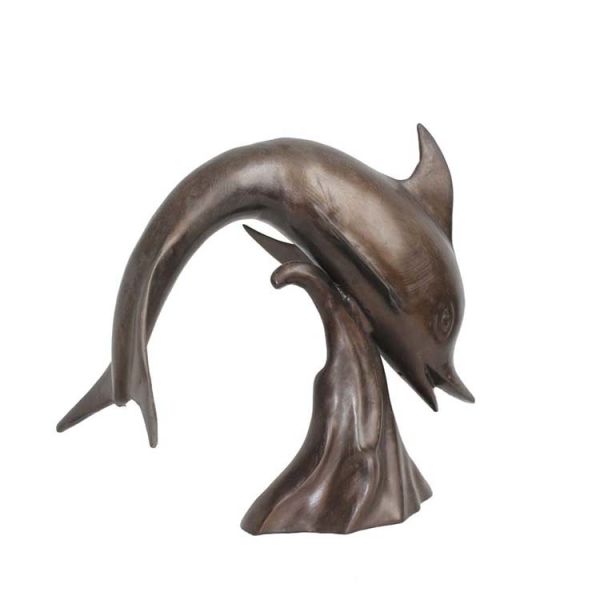 20cm Cast Iron Abstract Metal Dolphin Statue Home Decor SGS Certified