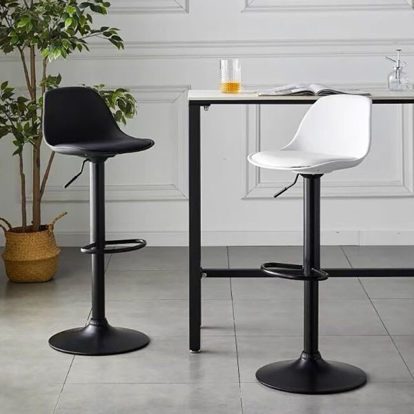 Kitchen Island Counter Height Adjustable Leather Upholstered Bar Stools with Backrest Modern Swivel Chairs