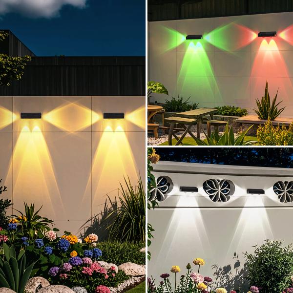 IP65 Solar 3 Ways Lights Powered Plastic LED Garden Fence Lights