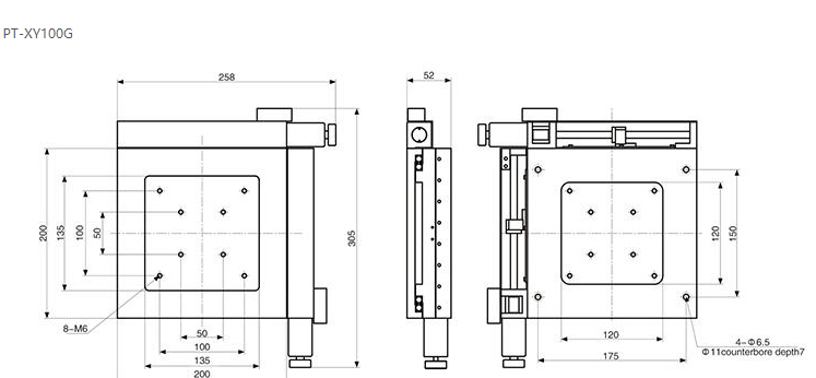Перекрестная чернота ролика анодировала моторизованное XY перемещение этапа 100mm