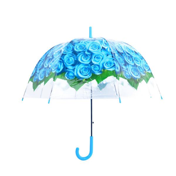 Automatic Logo Print Folding Small Clear Umbrella Dome Bubble Plastic PVC POE Material