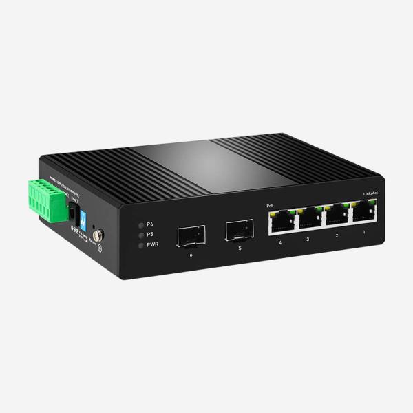 Interruptor esperto fácil industrial do ponto de entrada do gigabit de DC48V com 4 portos SR-SHG2206FPI do ponto de entrada 30W