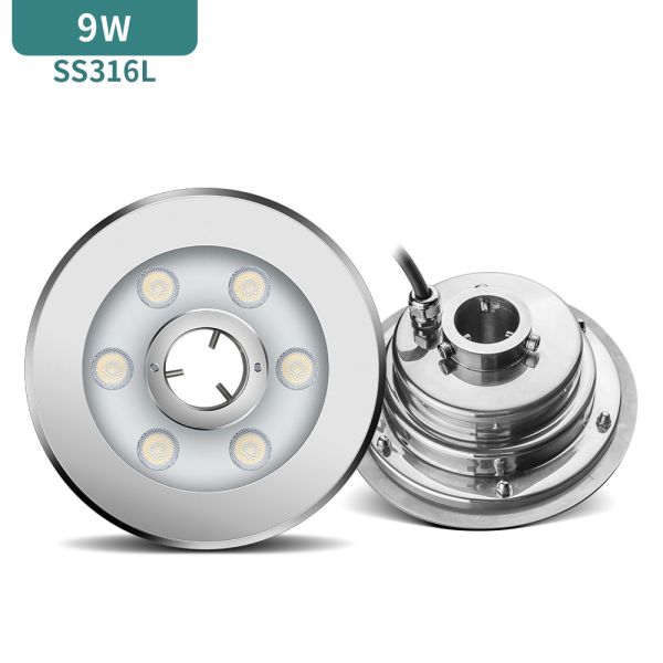 9W 24V IP68 a mené les lumières sous-marines 750LM monochromatique de fontaine
