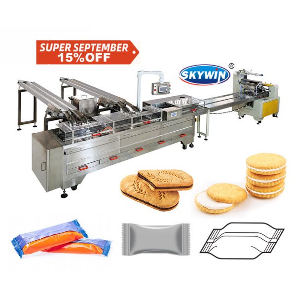 Two Lane Biscuit Packing Machine Connect With 530S Pillow Packing Machine