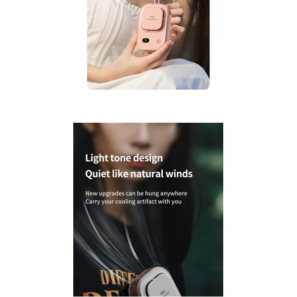 Customized 2 In 1 Waist and Neck Hanging Portable Fan With Long Range Cooling