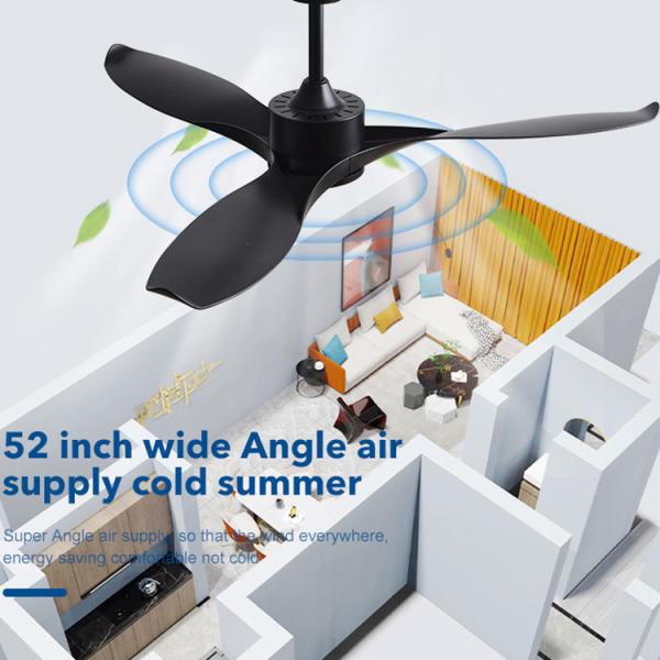 Style européen DC 56 pouces 50W ABS 3 lames Contrôle mural Télécommande Dimmable Ventilateur de plafond LED