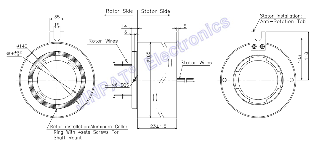 LPT096 300 оборотов в минуту через отверстие скользящего кольца внутренний диаметр 96 мм
