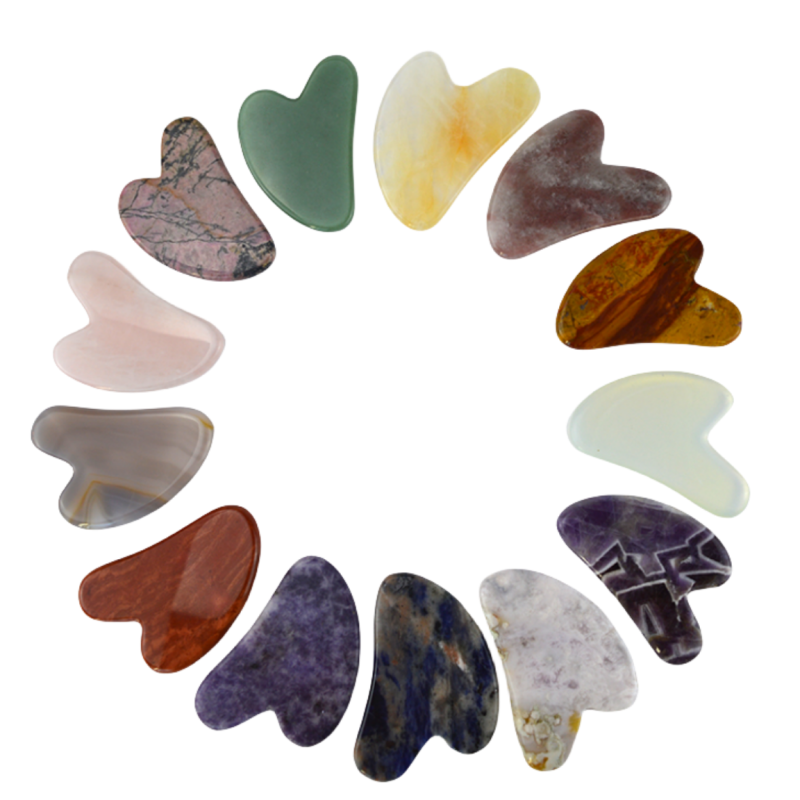Natural Heart Shape Yellow Citrine Gua Sha Scraping Board for Facial and Body Massage Instrument