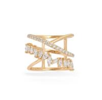 Déclaration de parti Pièce argent sterling Rhodium plaqué Zig Zag Bague en diamant pour femmes