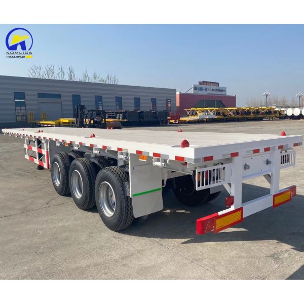 3 Axles 4 Axles 40FT 48FT Flatbed Semi Trailer with Tires and Tare Weight Approx. 6.2 T
