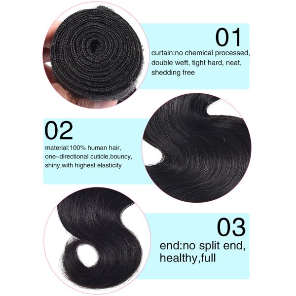 Бургундия Перуанский реми Удлинения человеческих волос Ткацкие пакеты с закрытием