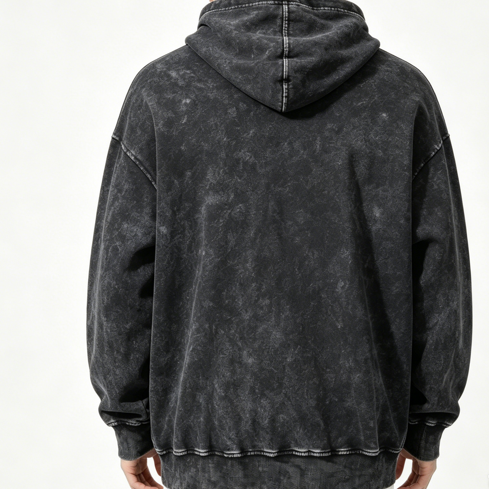 360g Heavy Snow Washed Hoodie Crew Neck Men Oversized Sweatshirt Vintage