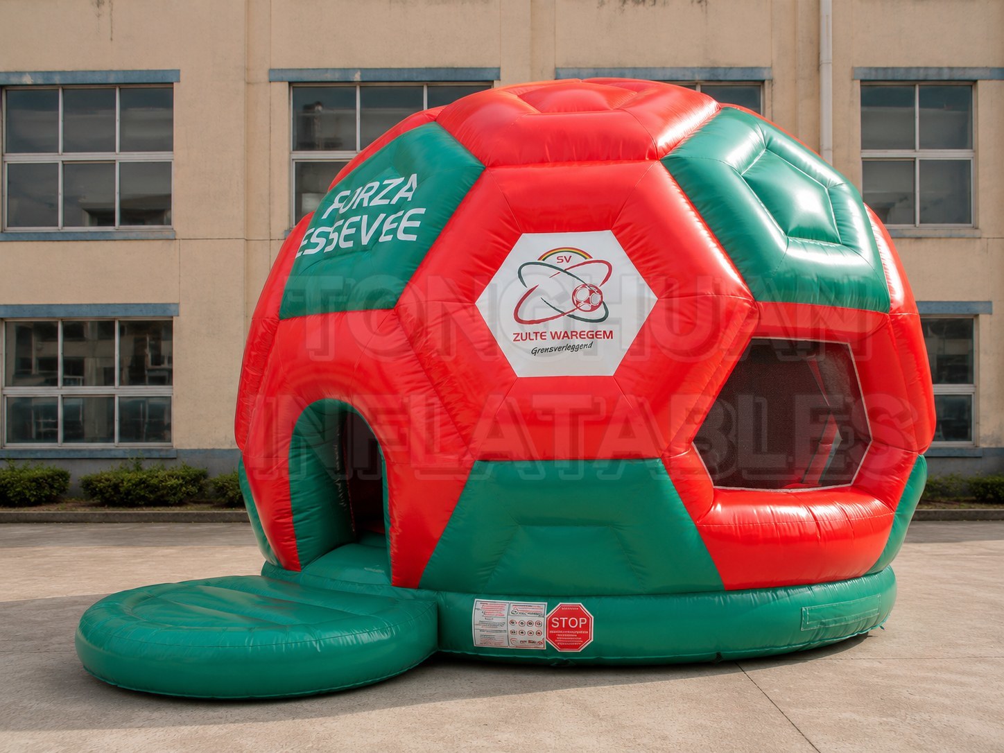 Large Soccer Ball Bounce House for Kids with Custom Colors Branding and Safe Play Area for Rental Business