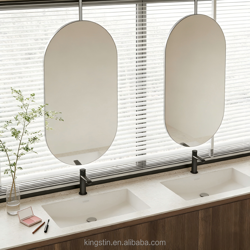 Kingstin Decorative Round Oval Shape Wall Mounted Bathroom Vanity Mirror With Metal Frame